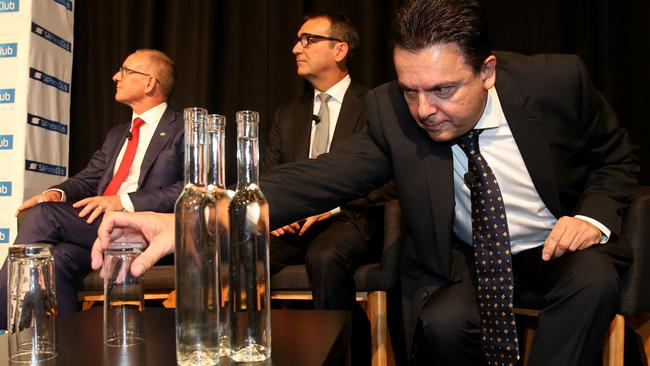 Premier Jay Weatherill, State Liberal Leader Steven Marshall and SA Best Leader Nick Xenophon at the SA Press Club political leaders debate last week. Picture: Calum Robertson