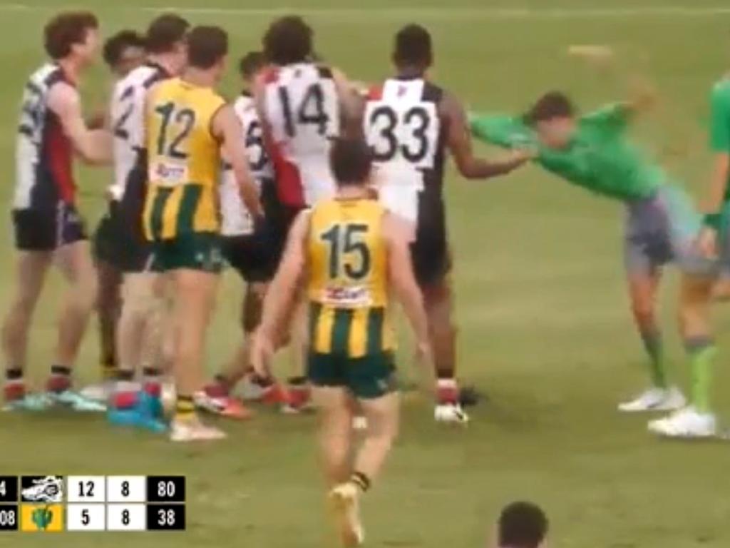 A Northern Territory footballer recently released from jail faces a huge suspension for multiple acts of violence – including attacking opponents and throwing a teenage umpire to the ground – in the NTFL.