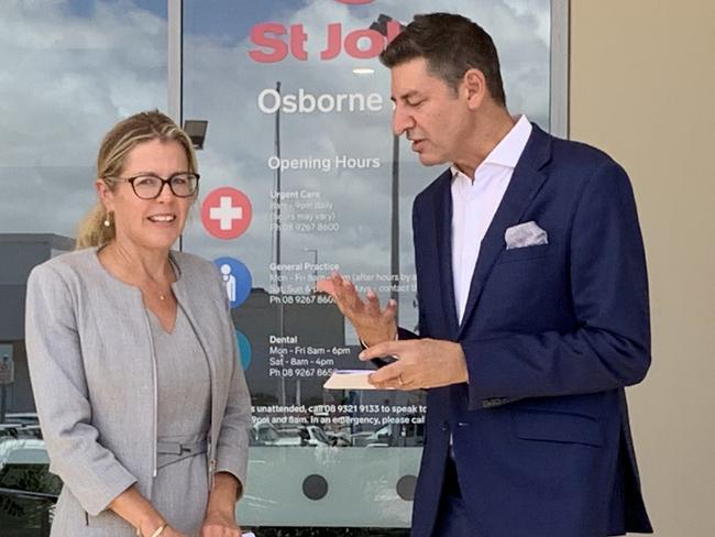 09-02-2025 - Liberals candidate for Churchlands Basil Zempilas with WA Liberal leader Libby Mettam. Picture: Paul Garvey