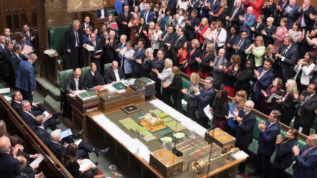 John Bercow is applauded after announcing he will stand down by October 31. Picture: AFP.