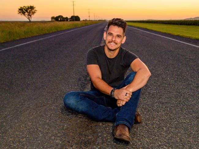 ***EXCLUSIVE FOR THE AUSTRALIAN ONLY***, Country music singer-songwriter James Johnston, who is running 100km from Armidale to Tamworth to raise funds for Ronald McDonald House ahead of performing at the annual Tamworth Country Music Festival, as well as co-hosting the Golden Guitar Awards. Picture: David Lobwein