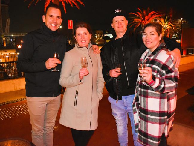 Pedja, Alanna, Shaun and Katie at the Whisky, Wine and Fire Festival 2024 at the Caulfield Racecourse. Picture: Jack Colantuono