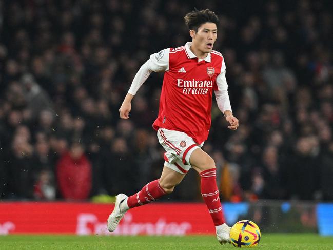 Arsenal's Japanese defender Takehiro Tomiyasu.