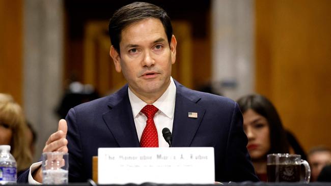 US president-elect Donald Trump’s nominee for Secretary of State, Marco Rubio, during his Senate Foreign Relations confirmation hearing. Picture: Getty Images