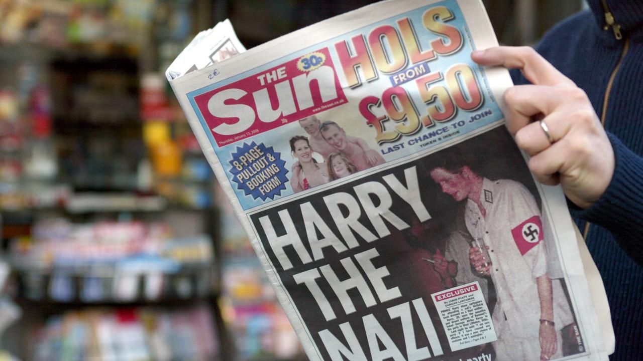 The tabloids published images of Harry wearing an outfit with a Nazi symbol. Picture: AFP PHOTO GABRIEL BOUYS / AFP PHOTO / GABRIEL BOUYS