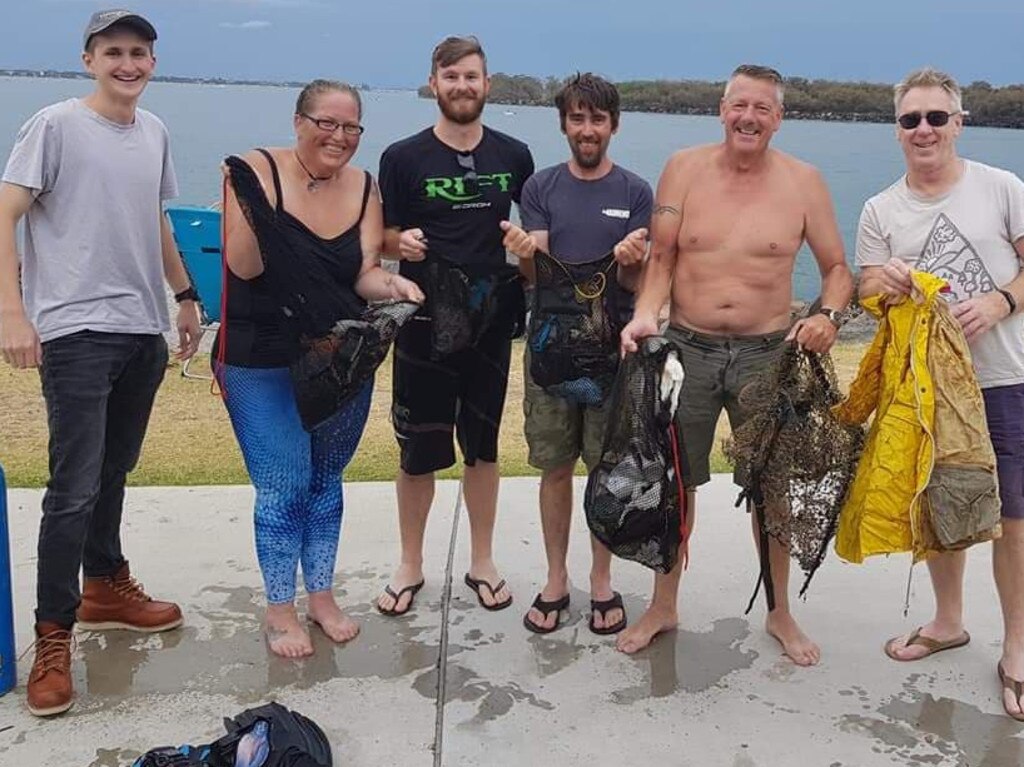 Environmental divers clean up the Gold Coast Seaway. This year they removed 1.75 tonnes from the waterways. Picture: supplied