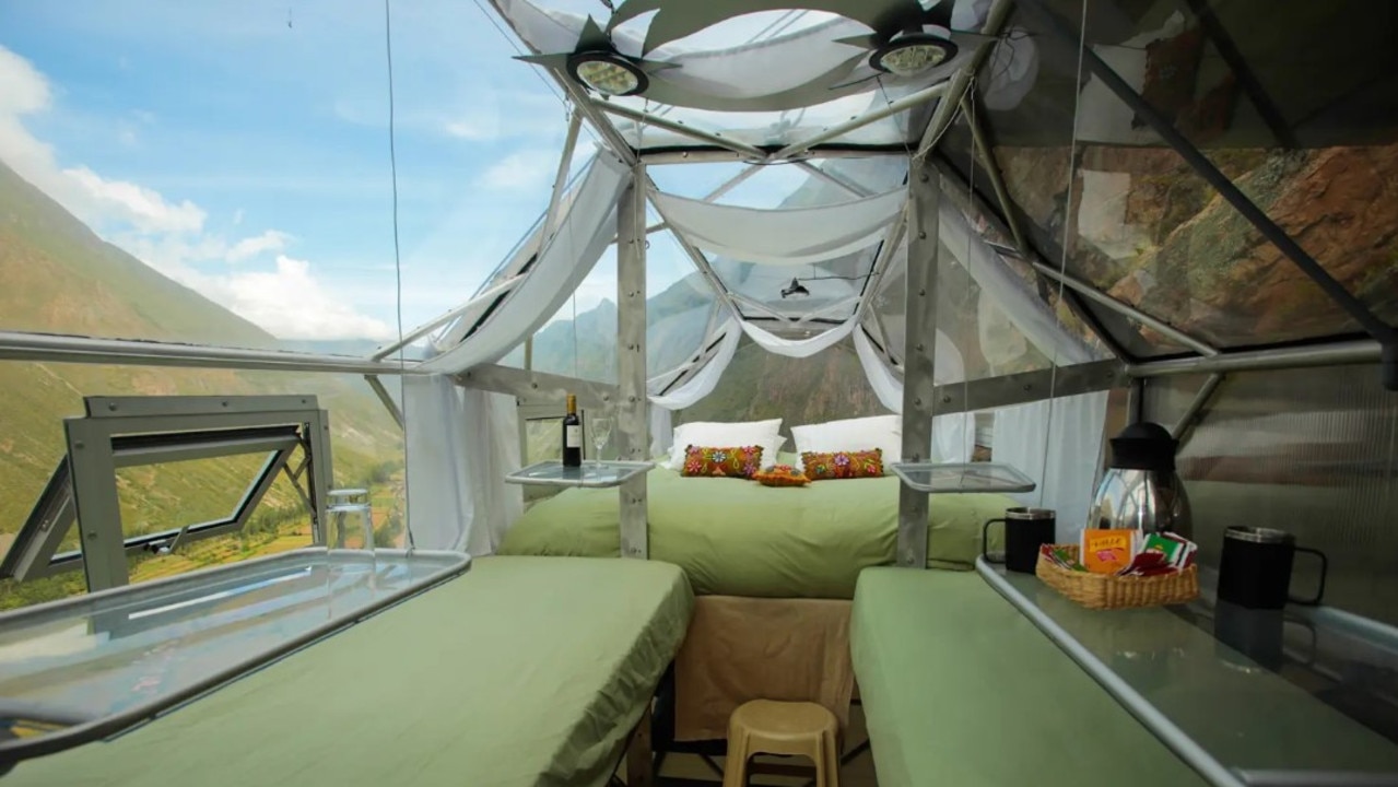 The pods are constructed out of aerospace aluminium and weather-resistant polycarbonate. Picture: Airbnb/ThePost