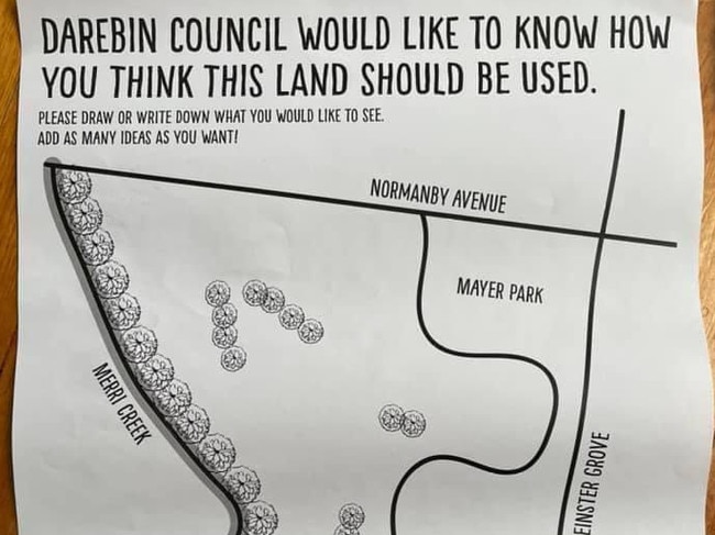 The activity sheet given to primary school children regarding the future of the Northcote golf course. Picture: Supplied