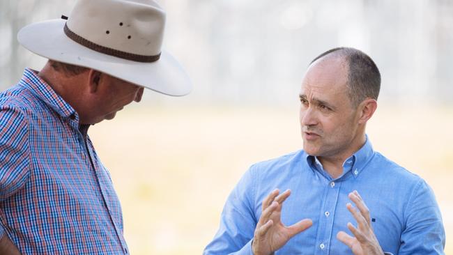 Vodafone CEO Iñaki Berroeta speak with Deputy Prime Minister Barnaby Joyce as Vodafone ramps up fight against Telstra.