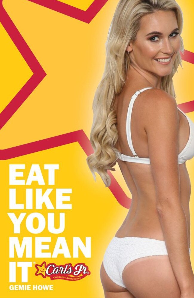 Sydney model Gemie Howe in a Carl’s Jr advertisement.