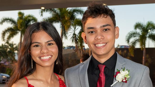 Jessalyn Peddell with Tristan Hyde at the Mackay Northern Beaches State High School Senior Formal Class of 2022 held at Mantra Mackay Marina. Picture: Michaela Harlow