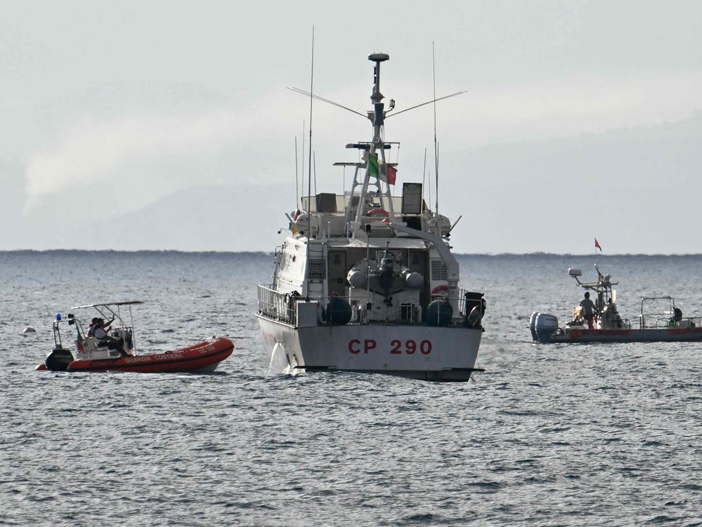 Rescue ships operate off Porticello near Palermo, on August 22, 2024.