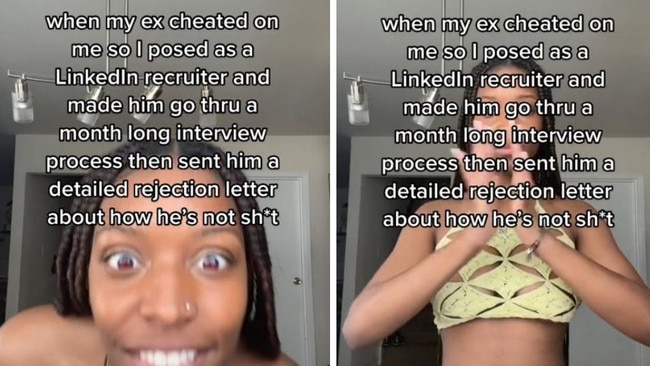 The TikToker got revenge on her ex-boyfriend by posing as a recruiter. Picture: TikTok/@kykynicolee