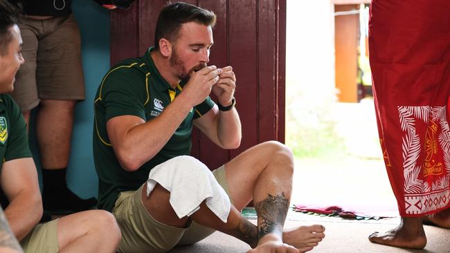 Clint Gutherson takes in the kava. Photo: Nathan Hopkins/NRL Photos