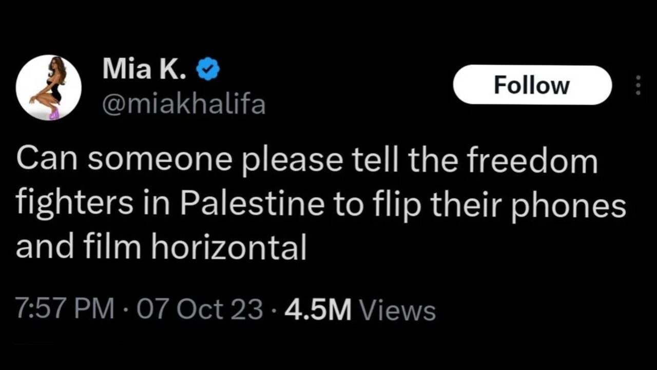 A deleted social media post by Mia Khalifa. Pictures: X/ Twitter