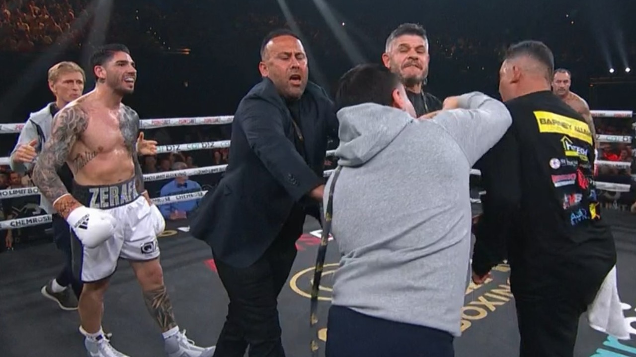 Zerafa's brother threw a punch in ugly scenes. Photo: Fox Sports