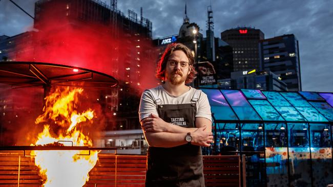 Chef Poul Andrias Ziska, from KOKS in Faroe Islands, in Tasting Australia Town Square ahead of the 2019 Tasting Australia festival. Picture: Matt Turner