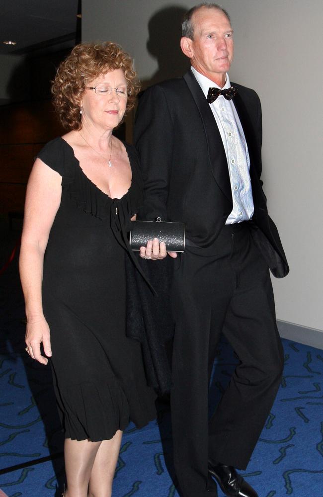 Wayne Bennett and wife Trish at a Broncos presentation night.