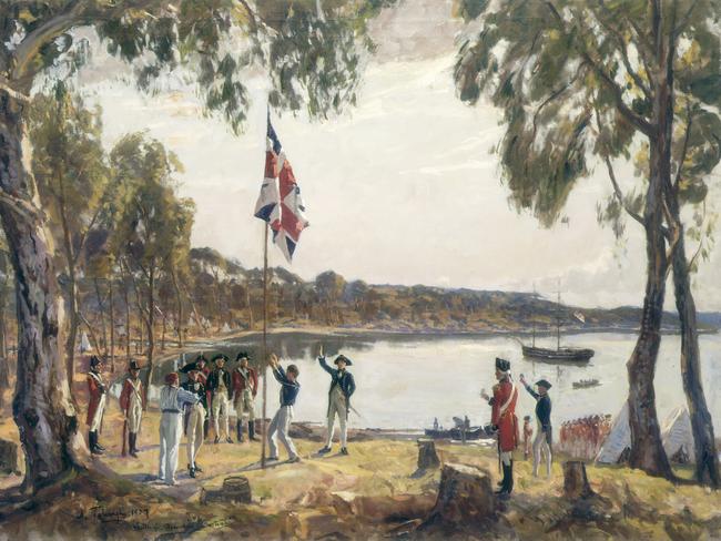 “The Founding of Australia”, a 1937 sketch by Algermon Talmage. Picture: State Library of NSW.