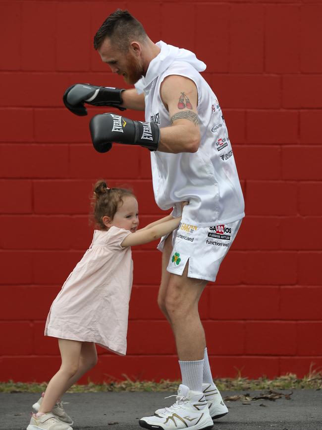 Hogan with daughter Aria. Picture: Annette Dew