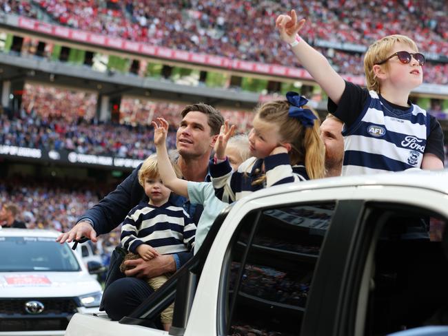 Tom Hawkins farewelled the MCG for one final time on Saturday. Picture: Lachie Millard