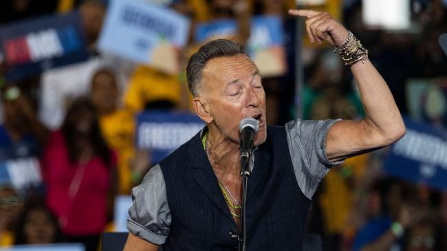 US singer-songwriter Bruce Springsteen performs during a campaign event for Kamala Harris in Clarkston, Georgia. Picture: AFP