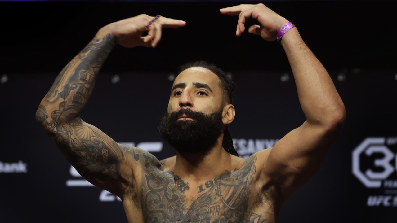 SYDNEY, AUSTRALIA – SEPTEMBER 08: Austen Lane of United States poses during the ceremonial weigh in for UFC 293 at Qudos Bank Arena on September 08, 2023 in Sydney, Australia. (Photo by Mark Evans/Getty Images)