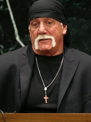 Terry Bollea, aka Hulk Hogan, testifies in court during his trial against Gawker Media. Picture: Getty