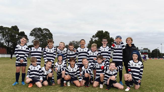 Lara Kelly under-9 football team pull their funniest faces.