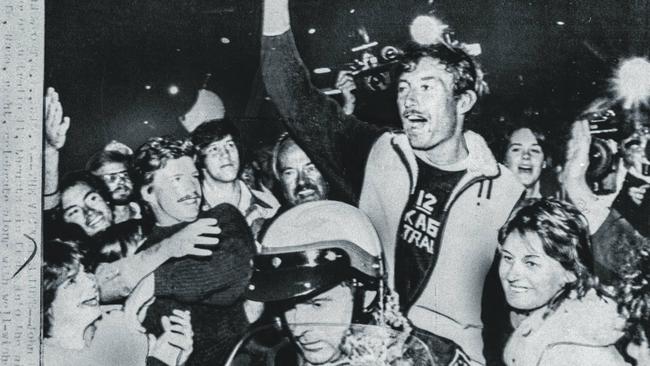 Triumphant skipper of the Australia II John Bertrand.