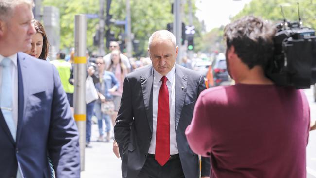 NAB chairman Ken Henry leaving the banking royal commission’s hearings in Melbourne.