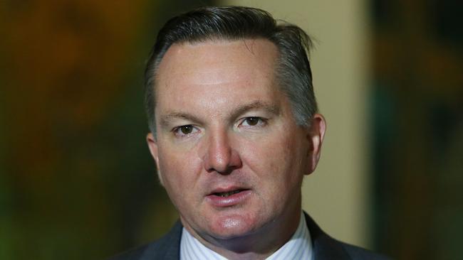 Chris Bowen speaking to the media at Parliament House in Canberra.