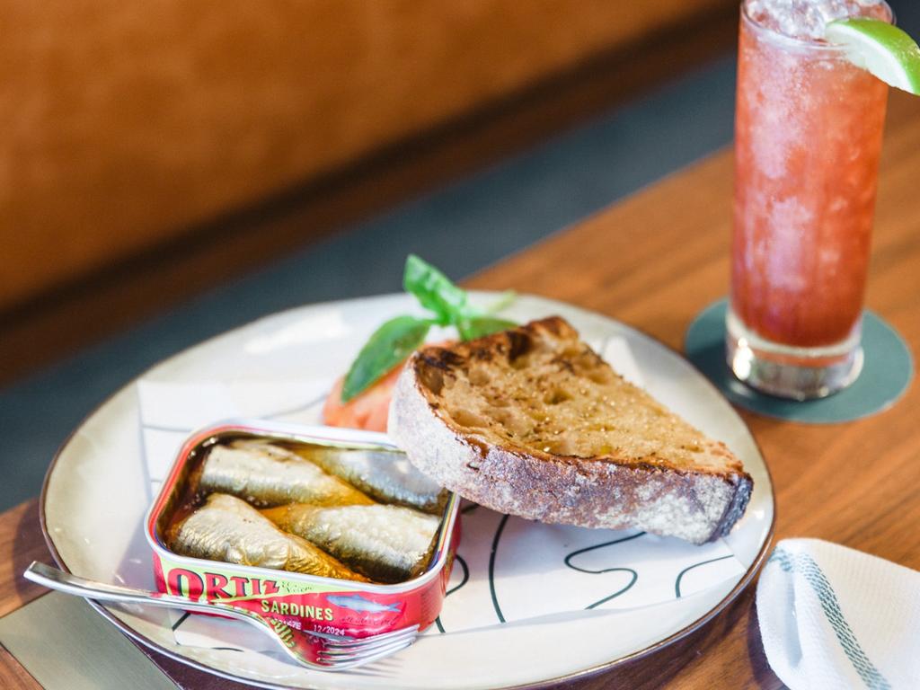 Ortiz sardines with toasted sourdough at the Manly Greenhouse.