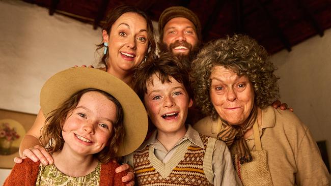 Jai Courtney and Celeste Barber with other cast members in a scene from the Australian family film Runt.