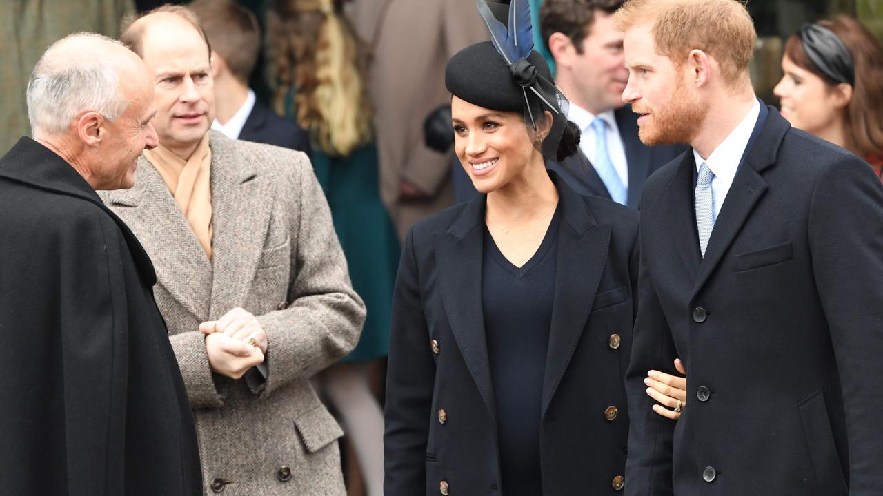 Britain's Prince Edward, Earl of Wessex, Meghan, Duchess of Sussex and Britain's Prince Harry, Duke of Sussex at Sandringham in 2018. Picture: Paul Ellis/AFP