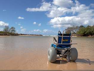 A new beach wheelchair is now available in Pottsville. Picture: Picasa