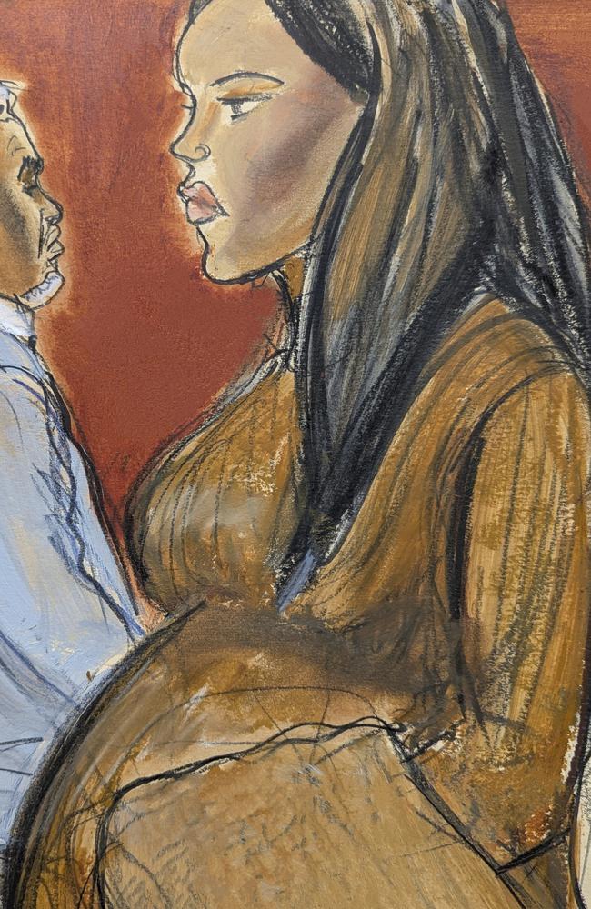 Soft-spoken and visibly pregnant, Ventura at times rubbed her belly during her testimony. Picture: Elizabeth Williams via AP