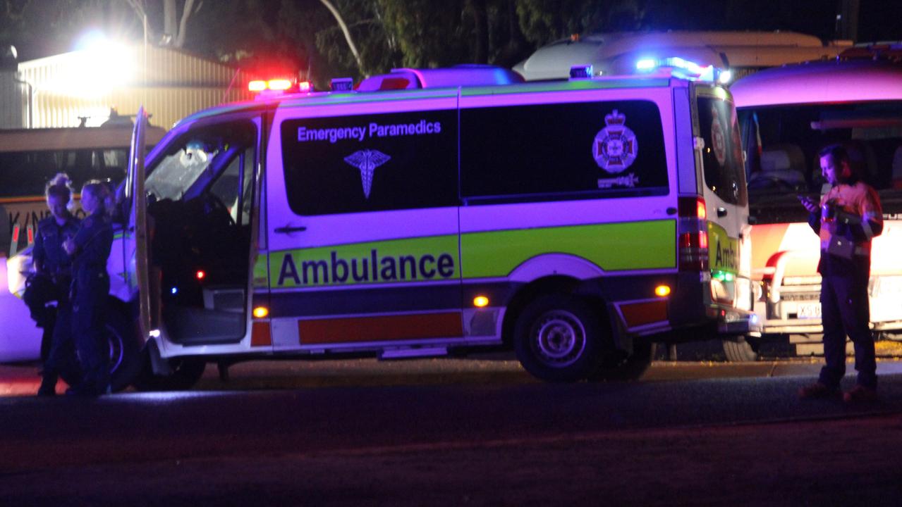 Emergency services at the scene along Bacon St in Moranbah on December 30, 2022. Picture: Andrew Kacimaiwai