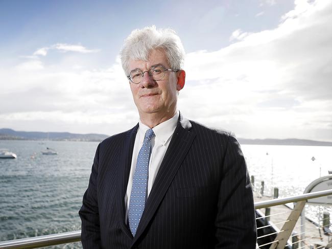 Saul Eslake delivers the 2018 Tasmania Report. Picture: RICHARD JUPE