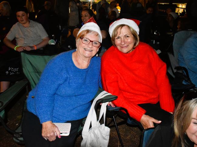 Shirley Collins and Chris Ford getting festive at the Phillip Island Christmas Carols by the Bay at the Cowes Foreshore on Tuesday, December 10, 2024. Picture: Jack Colantuono