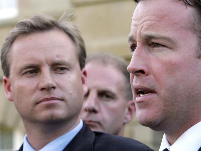 Deputy opposition leader Jeremy Rockliff with opposition leader Will Hodgman in 2006.