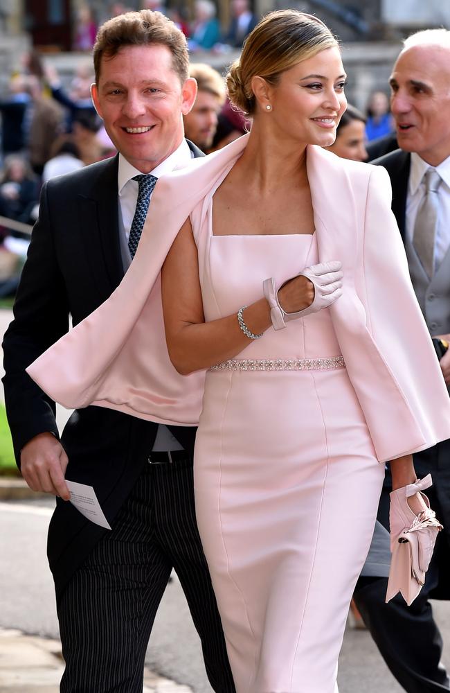 Nick Candy and Holly Candy arrive ahead of the wedding of Princess Eugenie of York to Jack Brooksbank at Windsor Castle on October 12, 2018 in Windsor, England. (Photo by Matt Crossick - WPA Pool/Getty Images)