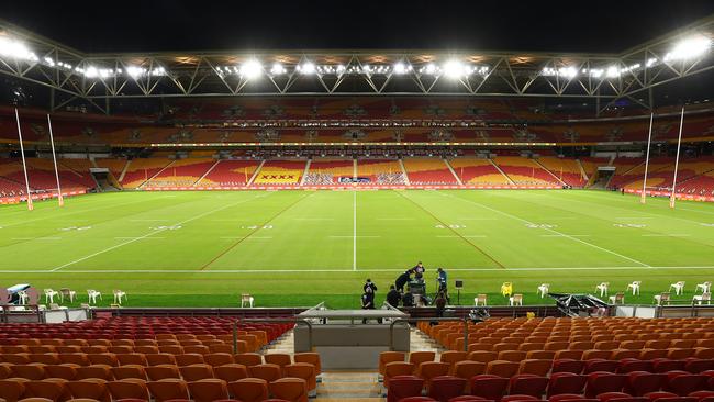 Suncorp Stadium has been empty for games since the competition returned last month. Picture: Chris Hyde/Getty Images