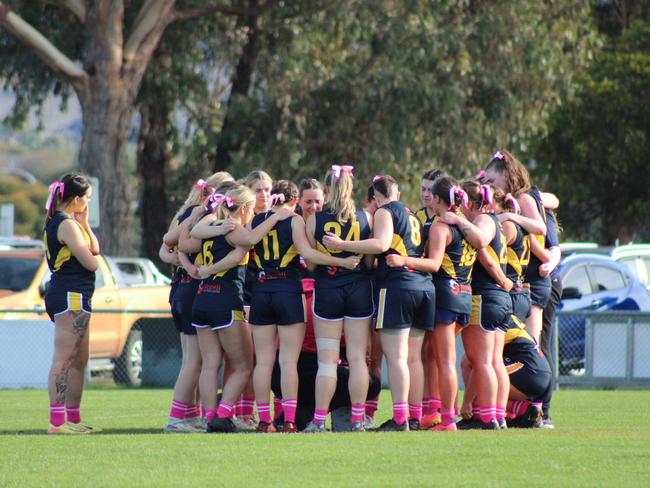SFLW Community League - Action from Sorell v St Virgils during the annual Pink Sock-Carolyn Birch Memorial Match. Picture: Jake Garland