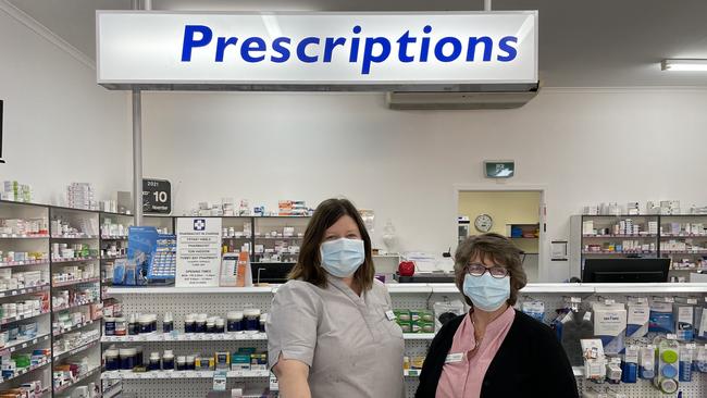 Tumby Bay Pharmacy owner Tiffany Hibble and employee Kerren Rawles. Picture: Micaela Stark