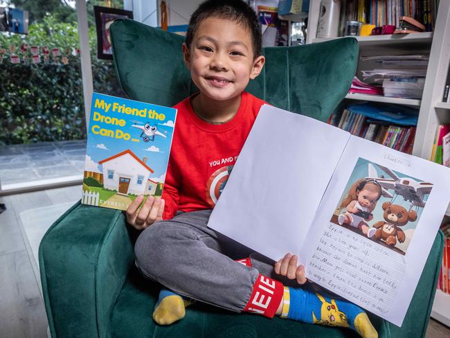 Launch of the 2024 Short Story competition for Kids News. Winner Everest Song, Grade 2 at Serpell Primary School, used a software program called Midjourney to create an image to accompany his short story. Picture: Jake Nowakowski