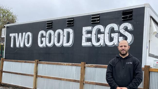 Two Good Eggs owner Steven Nicola watched the water rise. Picture: Ashleigh Tullis