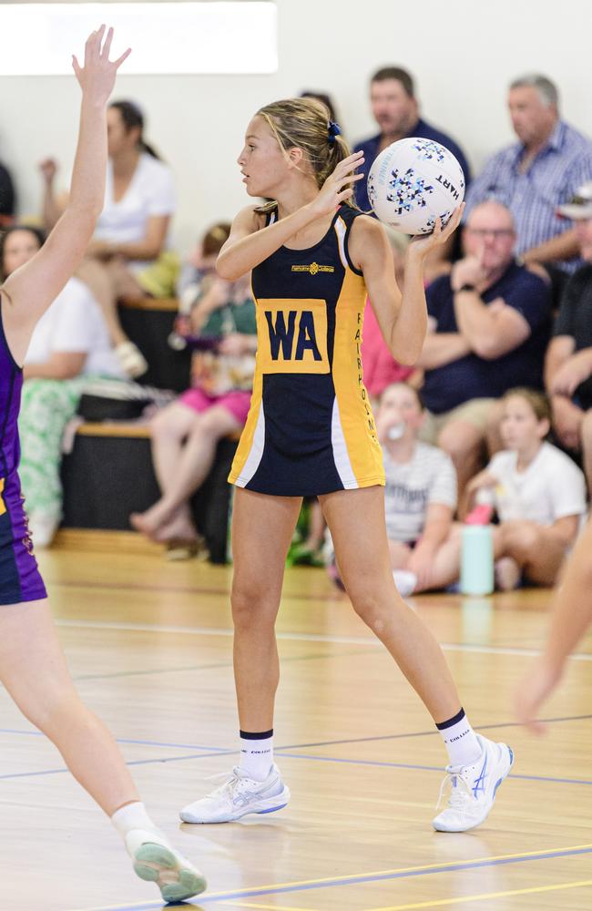 Annabel McMaster of Fairholme in the Laura Geitz Cup netball carnival at The Glennie School, Sunday, March 16, 2025. Picture: Kevin Farmer