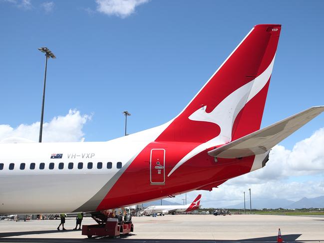 A Qantas Boeing 737 at Cairns Airport. Picture: Brendan Radke