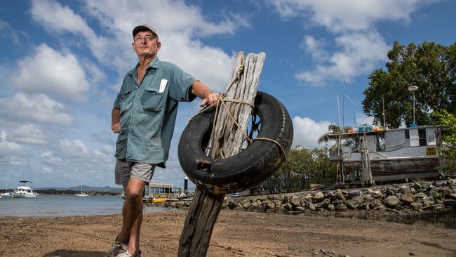 Mackerel fisherman, Fred Bennett at the spot where Cpt Cook beached the Endeavour for repairs. Picture: Marc McCormack